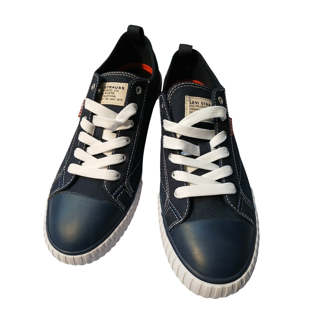 Levis Womens Navy Blue‎ Canvas Low Top Sneakers Shoes 52036309U1 Size 8.5